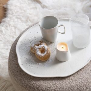 Organisch dienblad metaal crème naturel – 30 cm