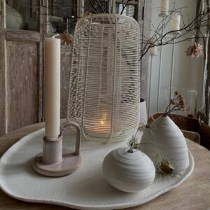 Windlicht crème naturel – 30 x 18 cm