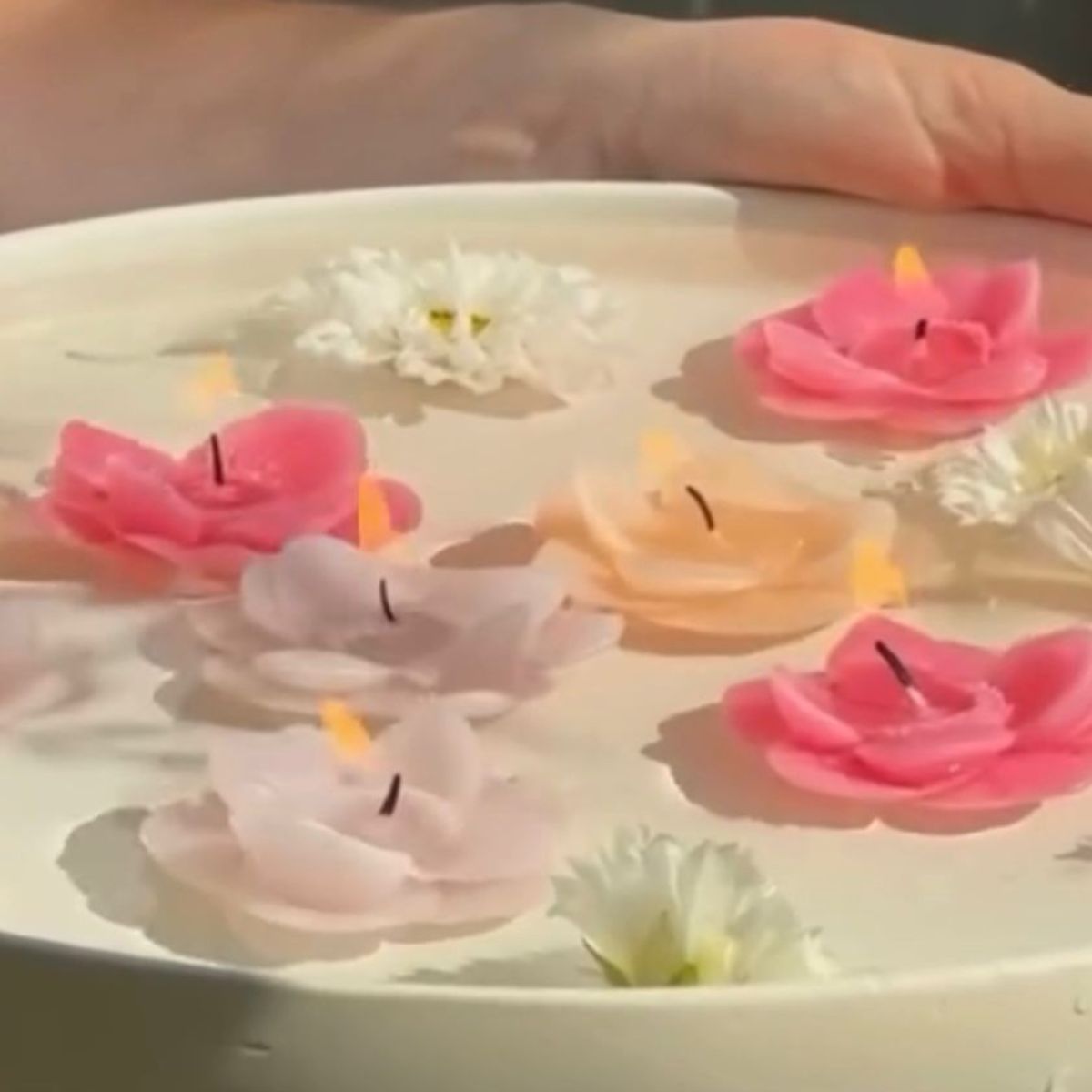 Drijfkaarsen flower set van 9